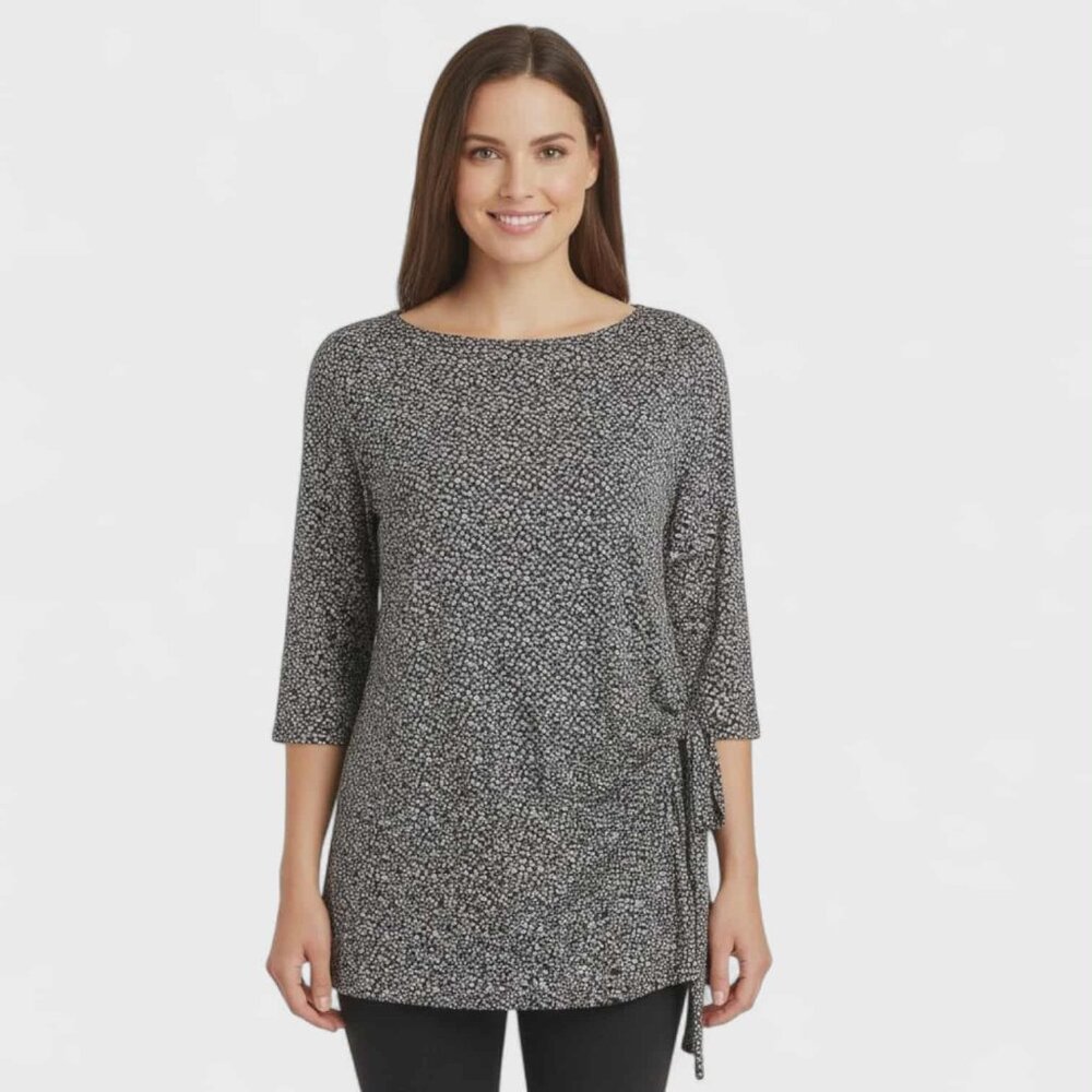 GEORGE Women's Tunic Blouse Top XL Grey Polyester Spandex Polka Dot
